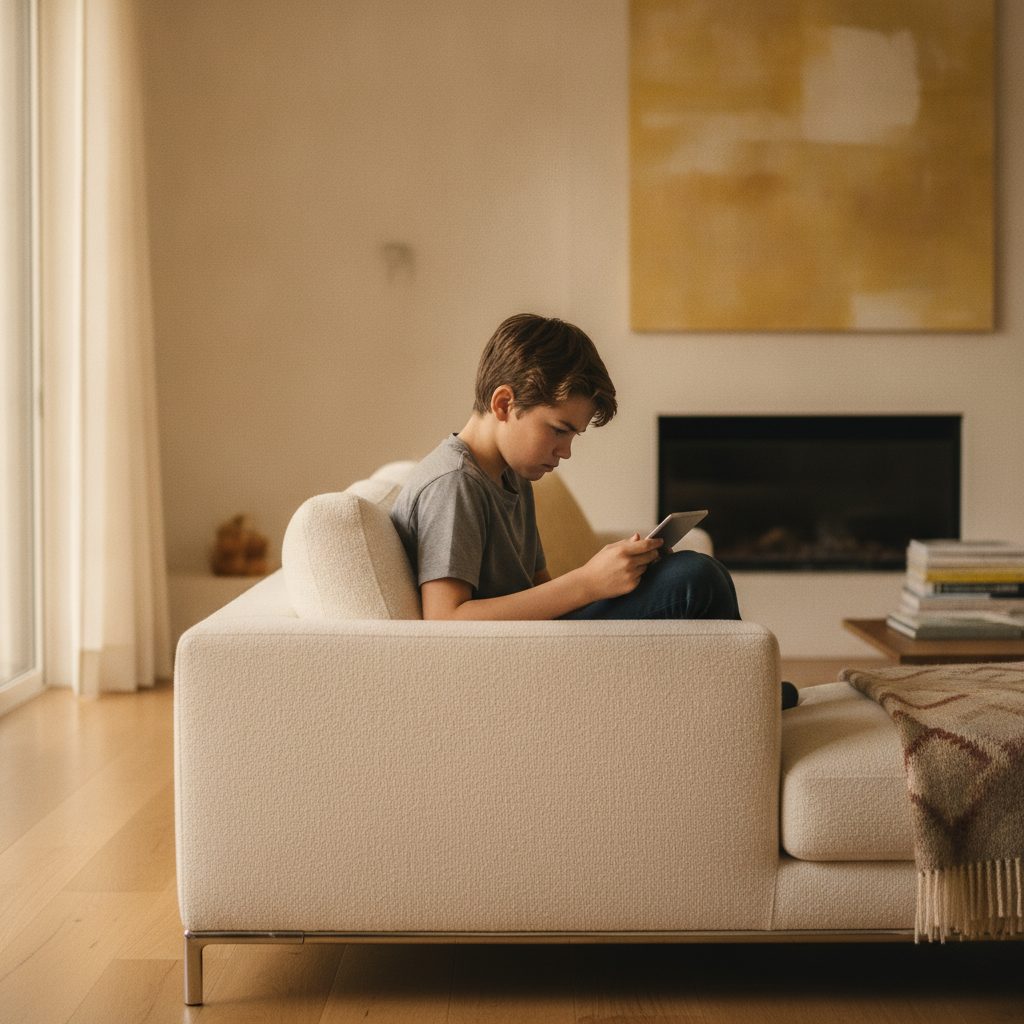 Élève consultant ses cours sur une tablette